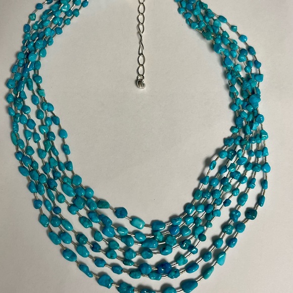 Jay King DTR Liquid Sterling Silver Blue Turquoise Multi Strands Necklace. - Picture 6 of 7